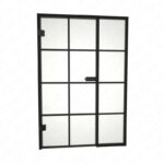 Drzwi szklane otwierane LOFT + stałe doświetle + szprosy poziome i pionowy (na wymiar)