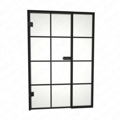 Drzwi szklane otwierane LOFT + stałe doświetle + szprosy poziome i pionowy (na wymiar)