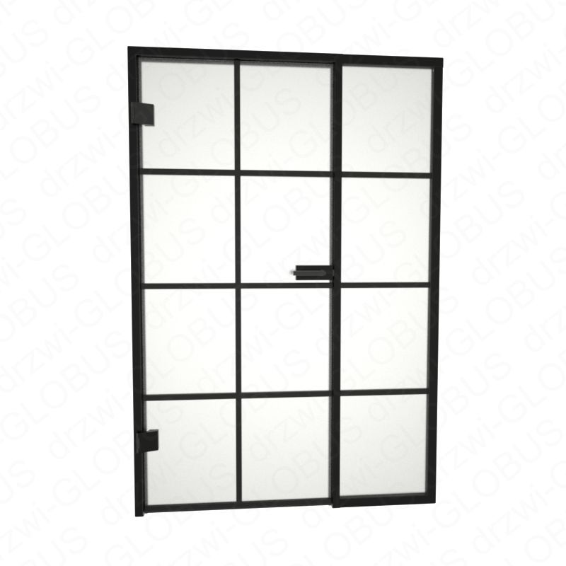 Drzwi szklane otwierane LOFT + stałe doświetle + szprosy poziome i pionowy (na wymiar)