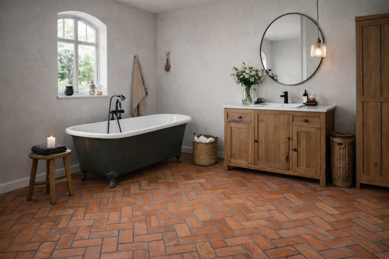 Floor tiles made of vintage materials